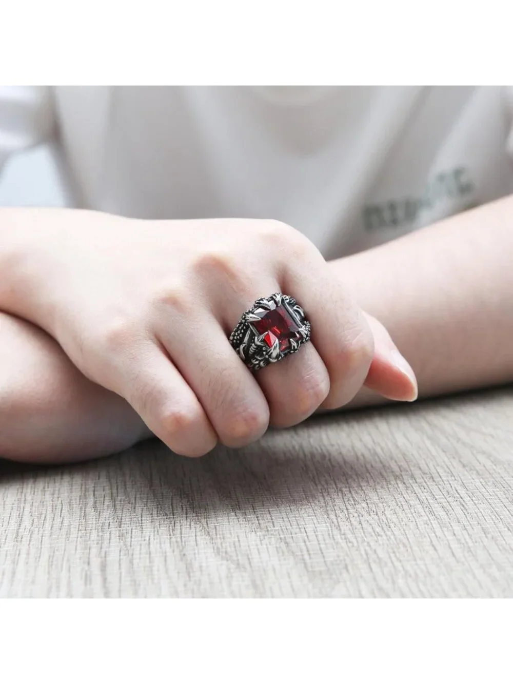 Gothic Punk Devil's Eye Ring for Men - Stainless Steel Biker Jewelry Gift